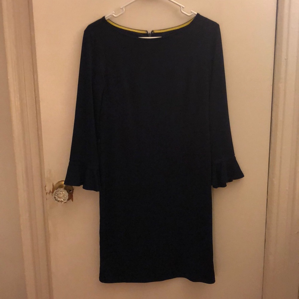 Navy flutter sleeve dress